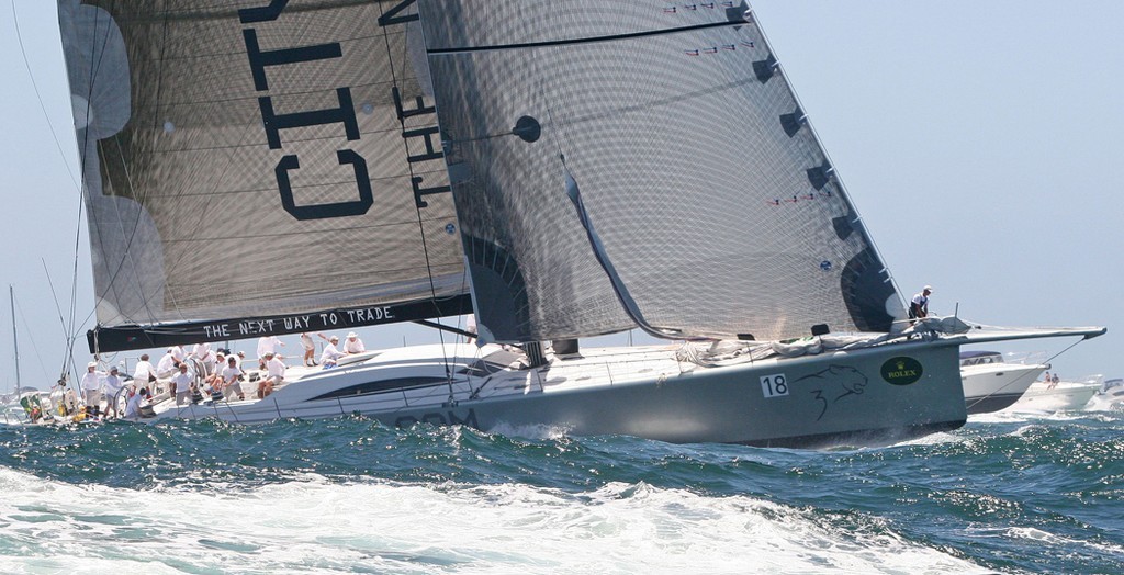 Leopard rounds the seaward mark - Rolex Sydney Hobart Yacht Race © Crosbie Lorimer http://www.crosbielorimer.com